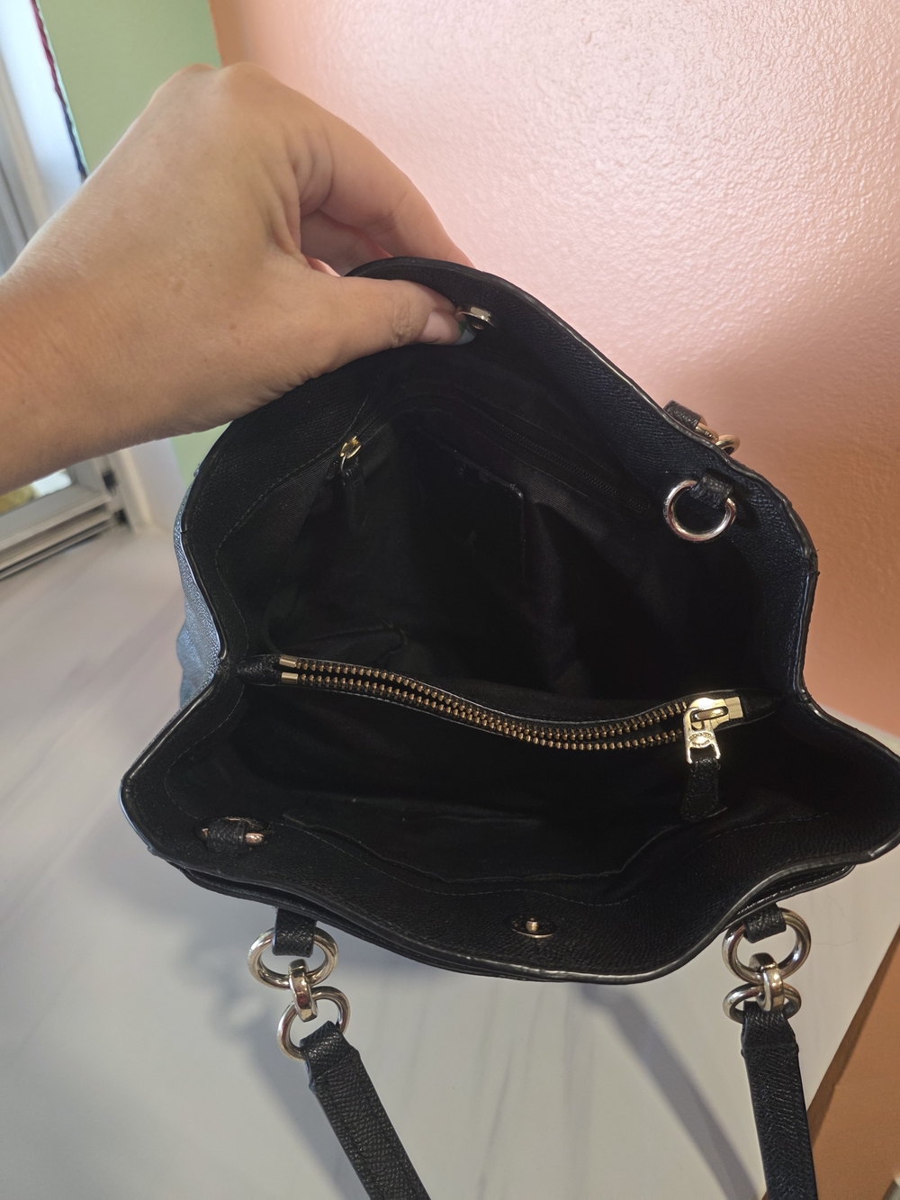 Coach Christie Carryall Handbag Black Pebbled Leather Shoulder Bag As Is - Picture 12 of 13